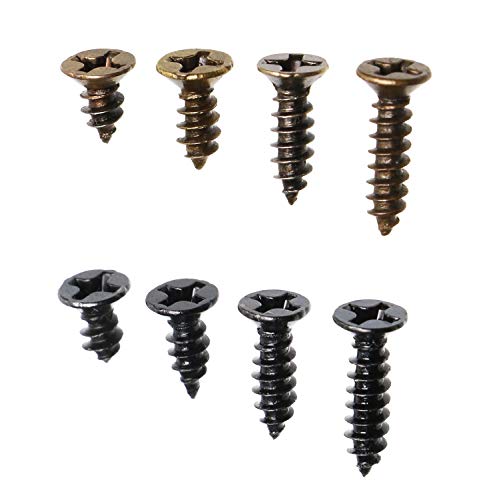 Tornillos  | 2 Piezas de Tornillos de Madera Tapping con Cabeza Plana en Forma de Cruz con Óxido y Cera, Kit de Asortimento de Tornillos de 4 Tamaños (Negro y Bronce, 2 Piezas) Sujetadores Tornillos