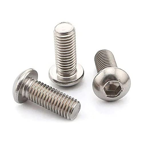 Tornillos  | 5 Pcs Tornillos de Cabeza Redonda de 1/4-2 X 1″, 34 Acero Inoxidable 18-8, Conductor Allen, Acabado Brillante, Rosca Totalmente Machined (1/4-2 X 1 5Pcs) Sujetadores Tornillos