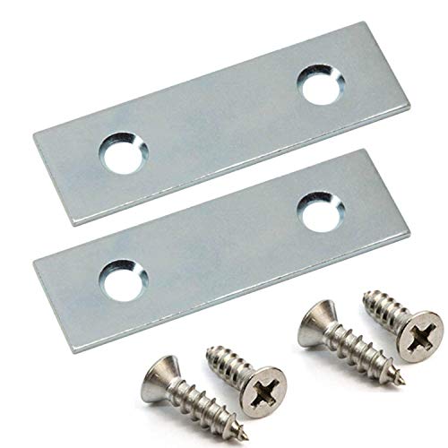 Tornillos  | Placa de reparación de acero galvanizado de 1/2″ x 2″ (paquete de 10) con 20 tornillos de cabeza plana Phillips de 1/2″ x 4 (20 tornillos) Sujetadores Tornillos