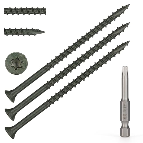 Tornillos  | Tornillos de Madera #1 X 3-1/2″, Tornillos de Cabeza Plana para Deck con Punta T25 Star Torx, Verdes, 58 Piezas (1Lb) Sujetadores Tornillos