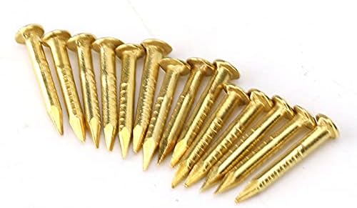 Uñas  | 100 Piezas Clavos de Cabeza Redonda Dorados Clavos de Latón Sólido Mini Clavos de Modelo Bisagra de Muebles para Accesorios de Hardware Manualidades DIY Clavos de Latón de 1/2 Pulgada Clavos de Barco de Latón Anillados de 1″ (#4) Clavo de Latón de 12 Gauge Sujetadores Uñas