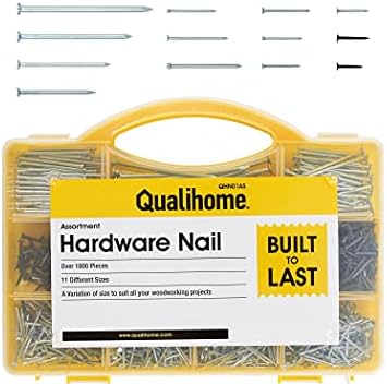 Uñas  | Kit de Asortimento de Clavos de Alta Calidad – Más de 1800 Clavos de Hardware Multipropósito – 11 Tamaños Diferentes – No Doblables y Resistentes – Caja Compacta y Organizada Sujetadores Uñas