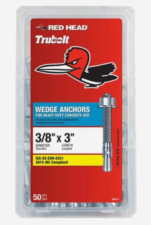 Anclas  | Ancla de cuña Red Head 3/8 pulg. x 3 pulg. – Paquete de 5 unidades Anclas Anclas